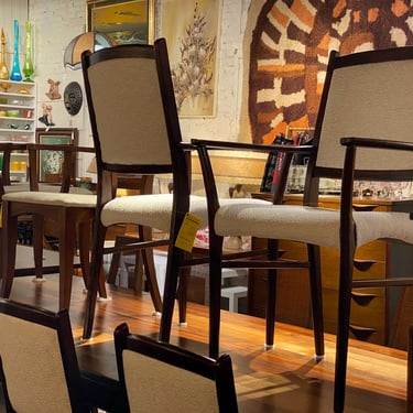 Set of Six (6) Solid Rosewood Upholstered Danish Dining Chairs, Circa 1970s - *Please ask for a shipping quote before you buy. 