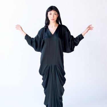 1980s Draped Silk Dress 