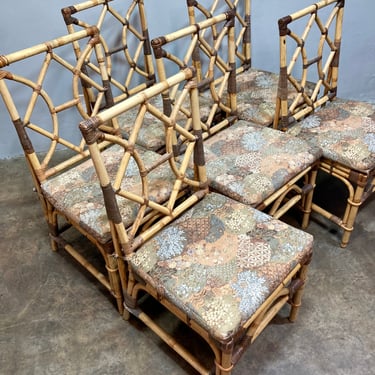 Vintage 1970's Bamboo Dining Chairs (Set of 6)