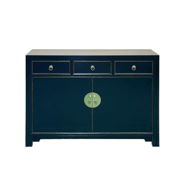 Oriental Black Lacquer 3 Drawers MoonFace Console Credenza Sideboard ws5089E 