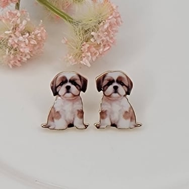 SHIH TZU STUD EARRINGS.