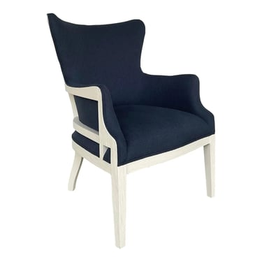 Modern Blue and White Wingback Chair