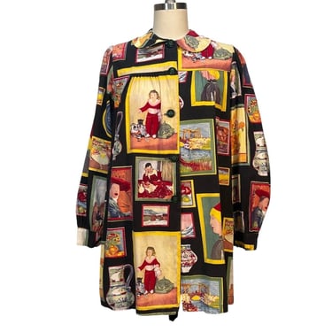 Vintage Rare 1940s Gerson Kauffman Art Shirt Dress Van Gogh Degas Hokusai Goya 