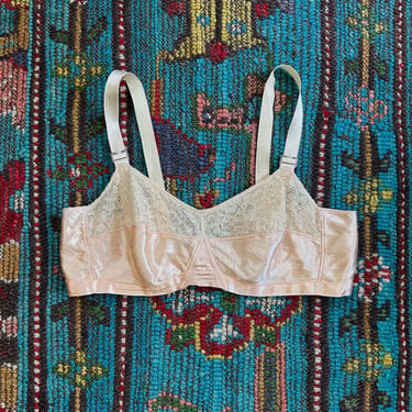 1930s bra . 30s satin and lace vintage bra . size xxs to xs 