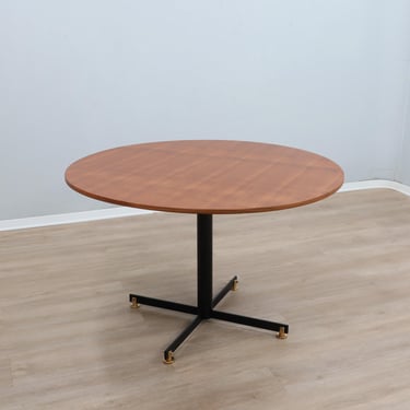 Vittorio Nobili 1950s round dining table in teak & brass 