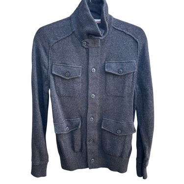 Banana Republic Heritage Military Utility Knit Cardigan Sweater Gray Mens M