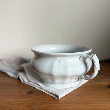 antique chamber pot - Johnson Brothers English ironstone commode white pottery farmhouse decor 