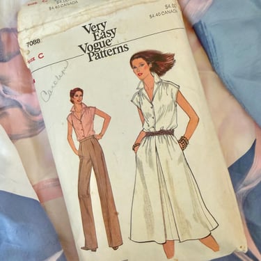 Vintage Sewing Pattern: Vogue 7088, Dress, Pants, Top, Very Easy 