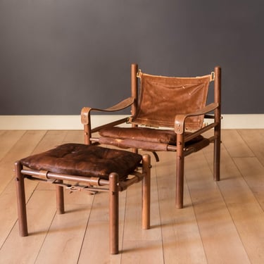 Mid Century Rosewood Sirocco Safari Lounge Chair and Ottoman by Arne Norell 