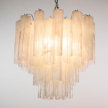 Murano suspension Tronchi Ø55 cm - Alabaster White Glass Hand-blown Italy - Mid-Century lamp 