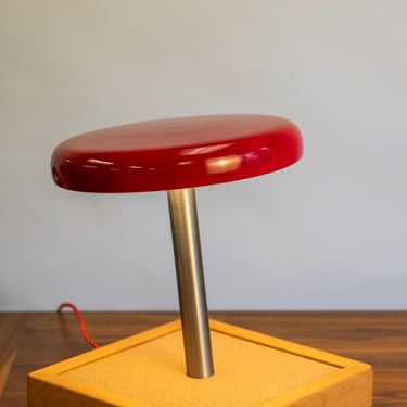 Thumbtack Lamp in Dyed Curly Maple and Stainless Steel — A Pop Art Study in Scale and Shine 