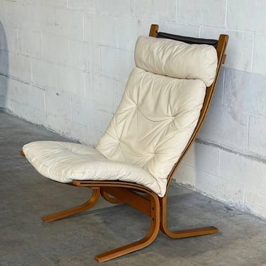 Ingmar Relling Westnofa Beige Leather Siesta Lounge Chair Norway Mid-Century Modern 1970s 