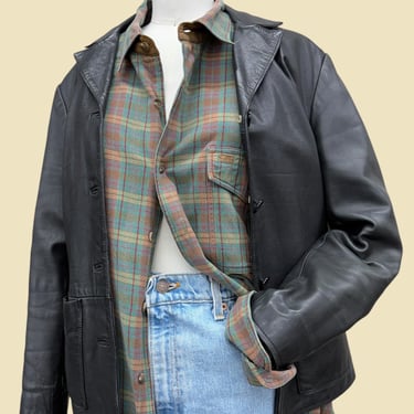 Vintage GAP Leather Jacket 1990s Retro Womens Size XS + Preppy + Black + Pointed Collar + Button Front + L/S + Fall Outerwear 