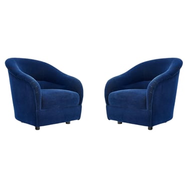 Pair of Ward Bennett Sculptural Mid Century Modern Barrel Back Lounge Chairs