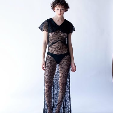 1930s Embroidered Net Dress 