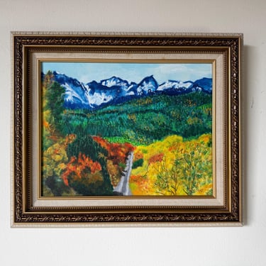 1980s Vintage Rachel Grady Impressionist Autumn Mountain Landscape Oil on Canvas Painting, Framed & Signed 