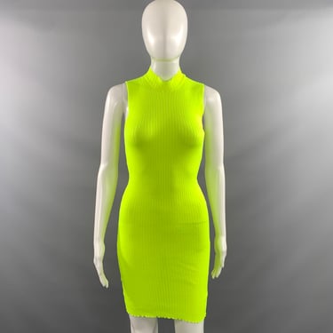 MSGM Size S Green Neon Knit Bodycon Dress