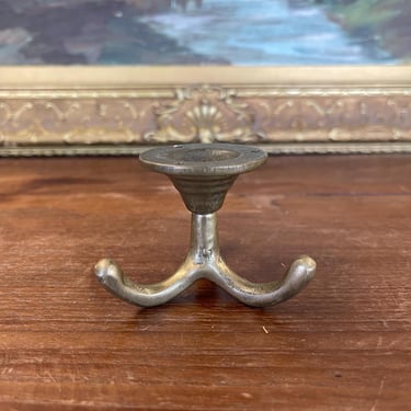 Free shipping within continental US - Likely Antique Brass Toned Tripod Wall Hook or Hat Rack Base Mount 