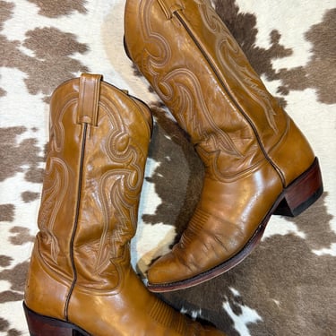 Vintage Tan Tony Lama Cowboy Boots size 10 1/2 D 
