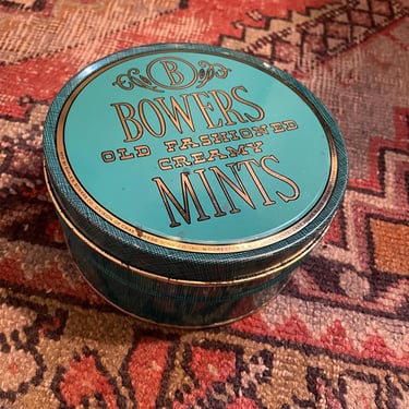 Bower's Mints Tin Antique Candy Packaging Kitchen Storage General Store 