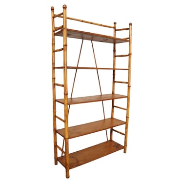 English Aesthestic Movement Bamboo Five Tier Curio Shelf / Etagere / Bookshelf