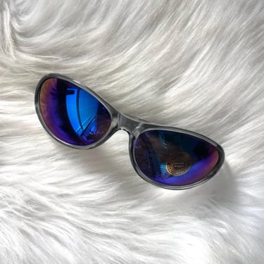 Vintage Y2K Dark Blue Wraparound Sunglasses 