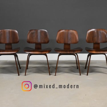 Refinished Charles and Ray Eames DCW Herman Miller Walnut Dining Chairs - Set of 4 