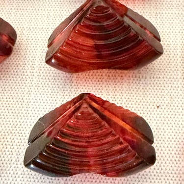 Set 9 Bakelite Coat Buttons Root Beer Art Deco 