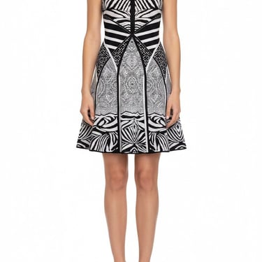 Diane von Furstenberg - Black & White Fanny Zebra Tattoo Print Sleeveless Dress Sz M
