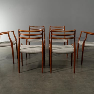 6 Møller Model 78 Dining Chairs Danish Modern Rosewood 