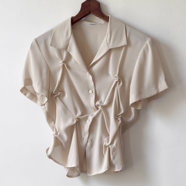 EDIT Hand-Smocked Sheer Top | S