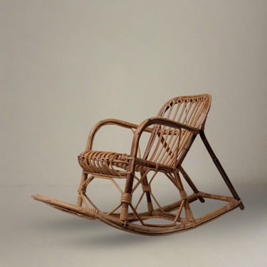 Vintage bamboo rocking chair for children - Boho chair - Mid Century Design - Italy 1970s 