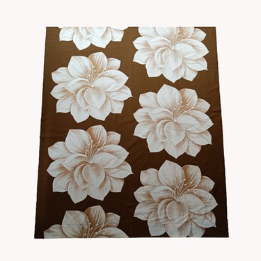 Finnish Vintage Cocoa Caramel & Vanilla 1970s Floral Curtains 