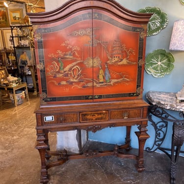 ASIAN CHINOISERIE SCENE CABINET 20"D, 46"W, 74.5T