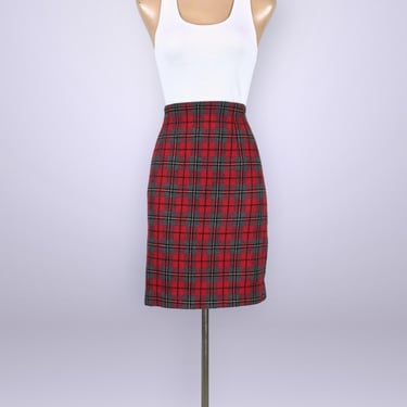 VINTAGE 90s Tartan Plaid High Waist Skirt by Norton McNaughton Sz 12 | 1990s Clueless Short Red and Gray Mini Kilt Skirt | VFG 