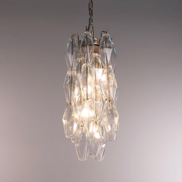 Polyhedron Lighting – Clear Murano Glass Hand-blown Italy – Geometric suspension 
