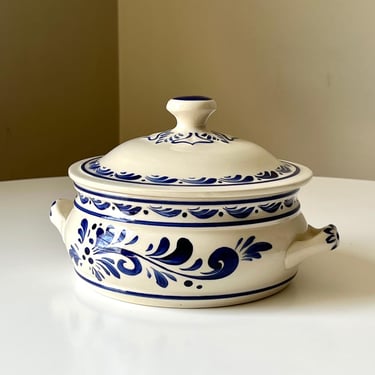 Vintage Ceramic Hand Painted Lidded Serving Dish by Vianagres (Made in Portugal) 