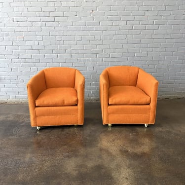 Pair of Custom Barrel Back Swivel Chairs, Mid-Century Modern, 1960s
