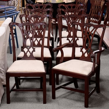 Set of 8 Henkel Harris Chippendale Dining Chairs