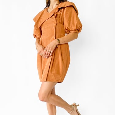 1980s *Designer* Victor Costa Caramel Collared Jacket Dress, sz. M