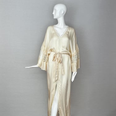 Vintage Silk and Lace Ivory Caftan Housedress 