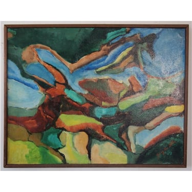 Original Vintage YOUNG SHIN Abstract Expressionist PAINTING 21x27