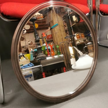 Space Age Brown Plastic Wall Mirror: Vintage MCM Decor 