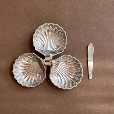 Mid Century Modern Shell Aperitif Dish: Italian Stainless Steel Serveware 
