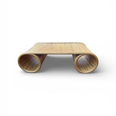 Vintage bamboo scrolled coffee table 