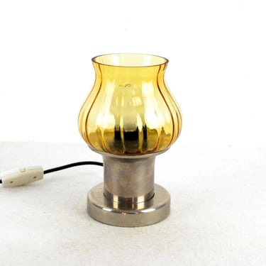 Table lamp DDR 60s 70s glass shade bedside lamp office lamp design lamp desk glass nickel-plated rustic 