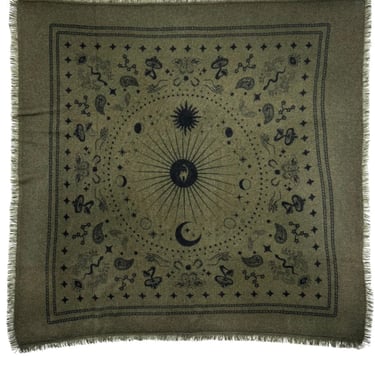 Cosmic Cashmere Bandana Sweater Wrap - Military Green / Navy