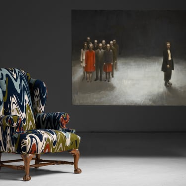 Oil Painting / Wingback in Pierre Frey Jacquard