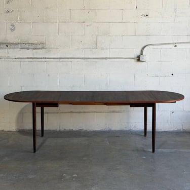 Rosewood Dining Table Expandable Draw Round Leaf Wooden Desk Denmark Mid-Century Modern 1960s 