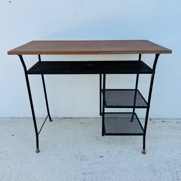 Industrial Walnut & Metal Mesh Writing Desk